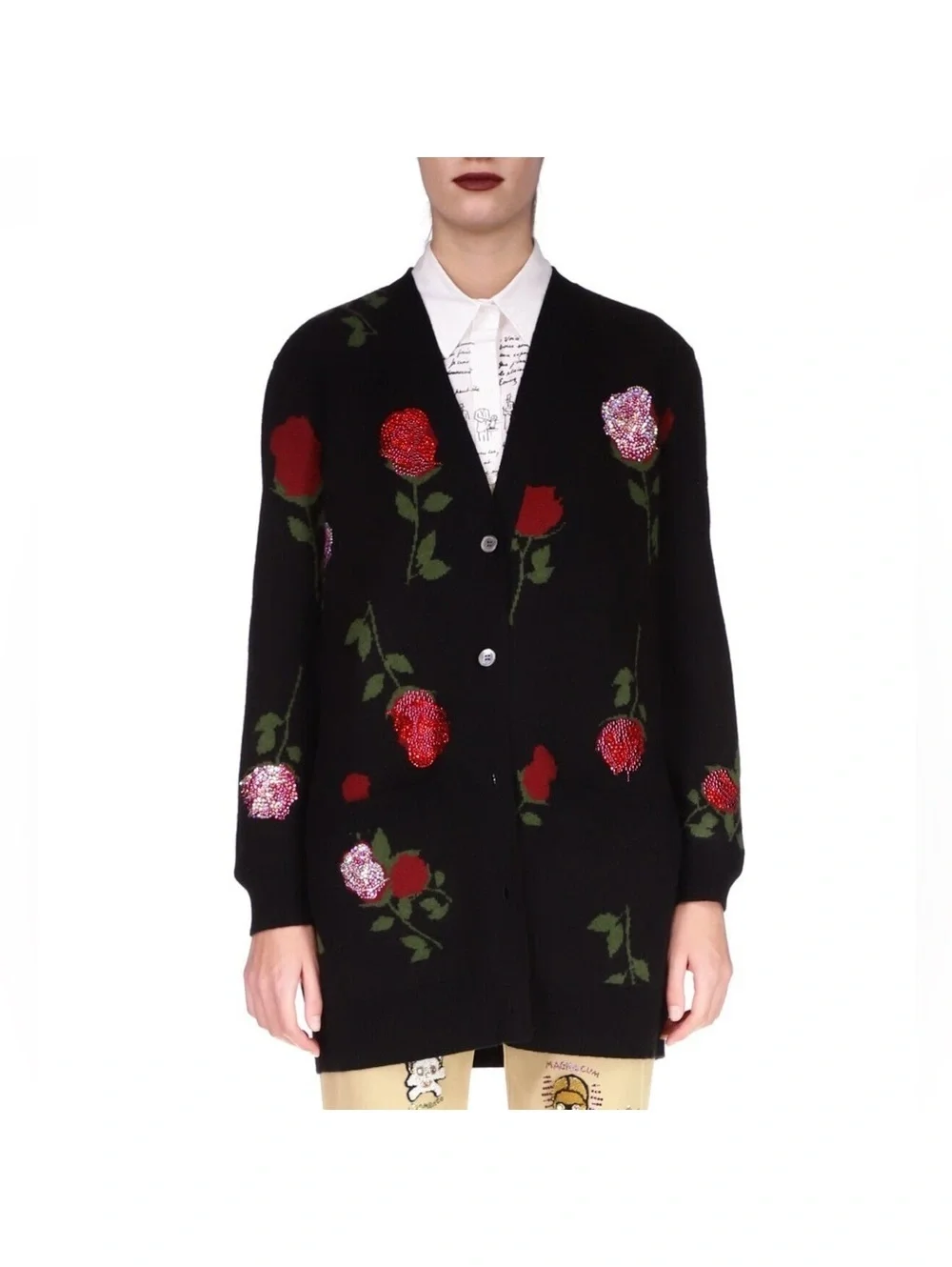 Libertine ‘BRAVA!’ Oversized Cardigan in Black Floral Women's Size XL, NEW w/Tag